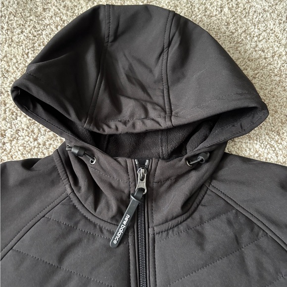 New Balance Hooded Jacket Womens Medium Black Full Zip Pockets Fleece Lined - Picture 10 of 12